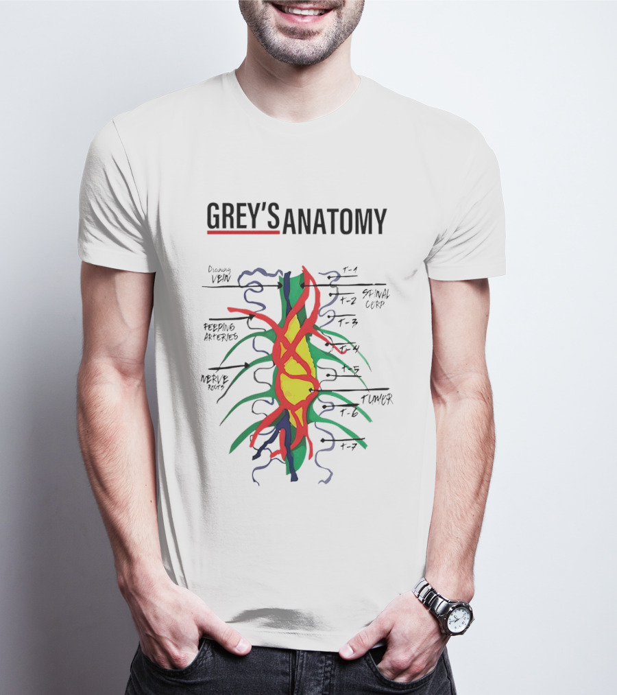 Grey’s Anatomy Drawing Vein Spinal Corp Feeding Arteries Nerve Root Tumor T-Shirt