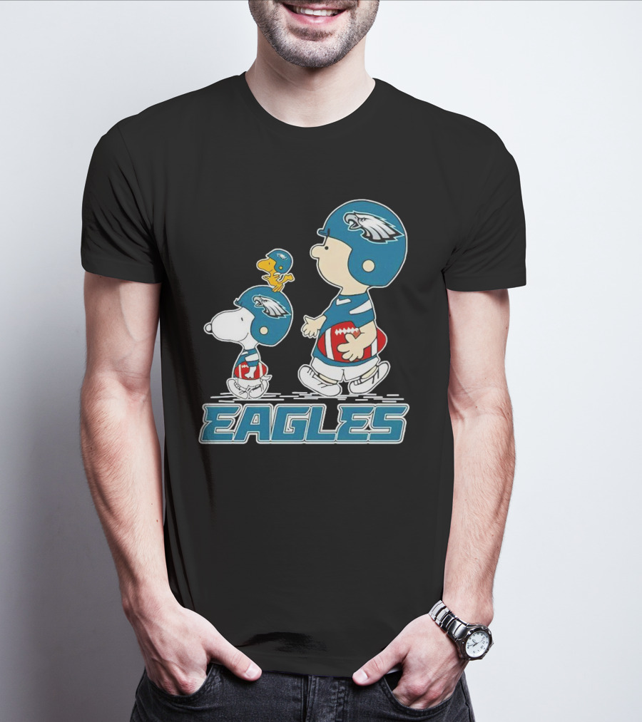Peanuts Charlie Brown Snoopy Eagles Football Helmet T-Shirt