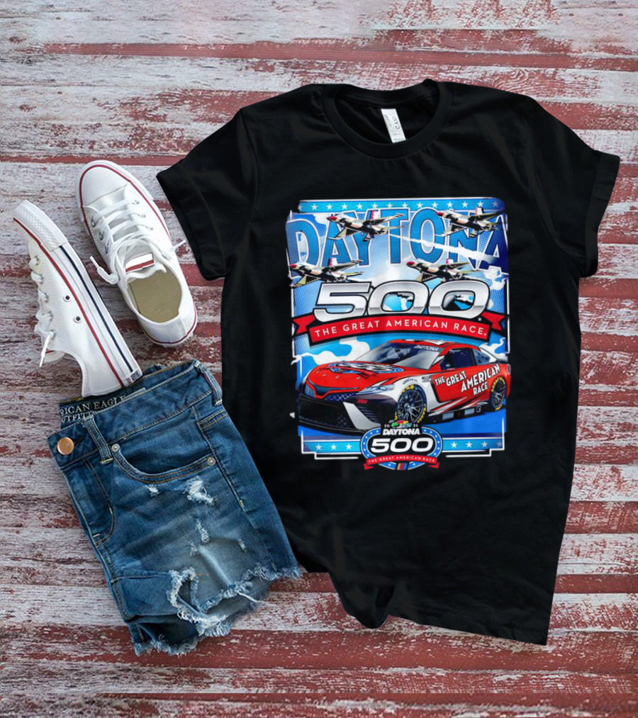 Daytona 500 The Great American Race NASCAR Car With Planes And Stars T-Shirt