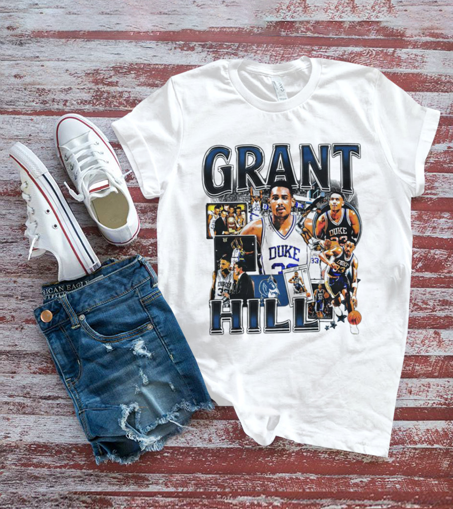 Grant Hill Duke Blue Devils Basketball Collage NBA Icon Player T-Shirt