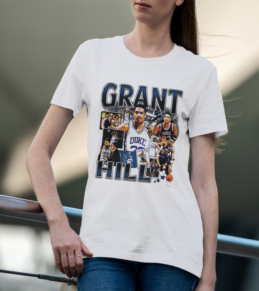 Grant Hill Duke Blue Devils Basketball Collage NBA Icon Player T-Shirt