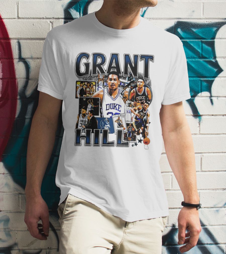 Grant Hill Duke Blue Devils Basketball Collage NBA Icon Player T-Shirt