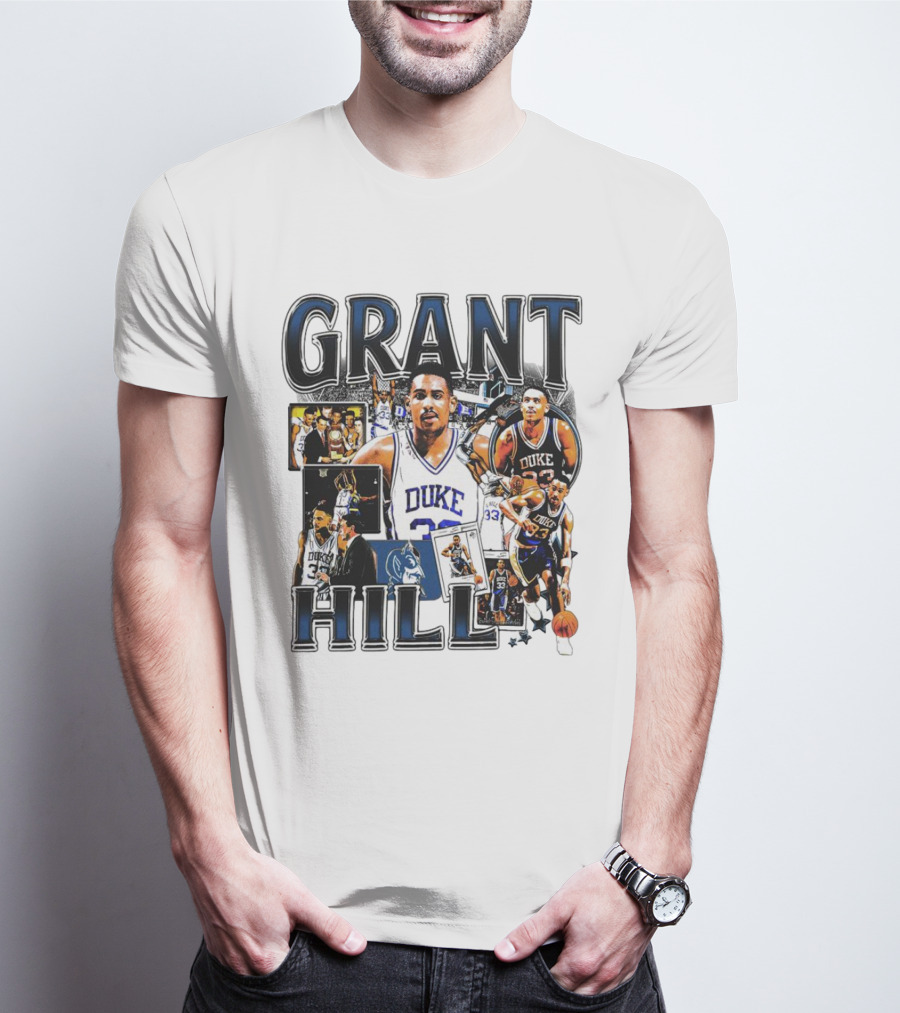 Grant Hill Duke Blue Devils Basketball Collage NBA Icon Player T-Shirt