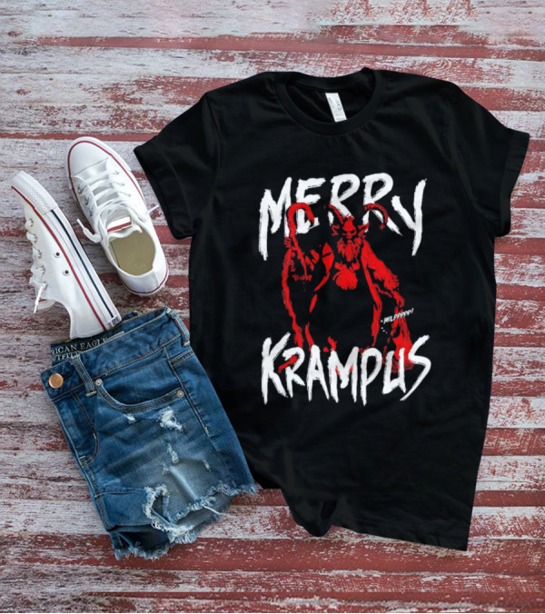 Merry Krampus Helpppp Horror Red Demon T-Shirt