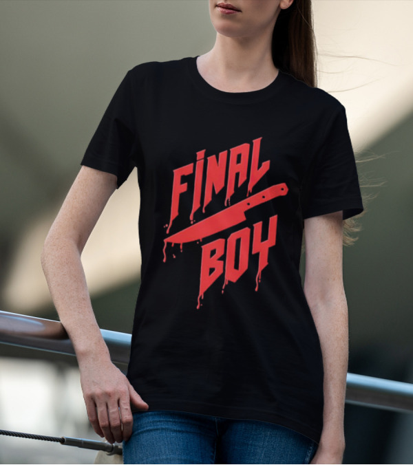 Final Boy Knife Dripping Blood Text T-Shirt