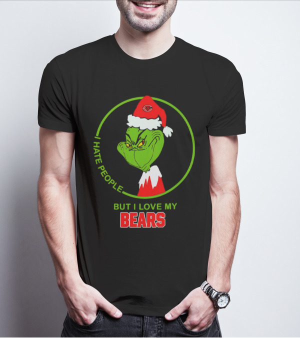 I Hate People But I Love My Bears Grinch Christmas Hat T-Shirt