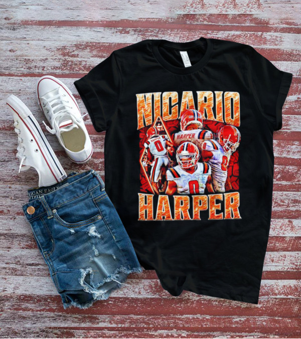 Nicario Harper Illinois Fighting Illini Football Vintage Harper 0 Jersey Collage T-Shirt