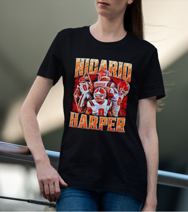 Nicario Harper Illinois Fighting Illini Football Vintage Harper 0 Jersey Collage T-Shirt