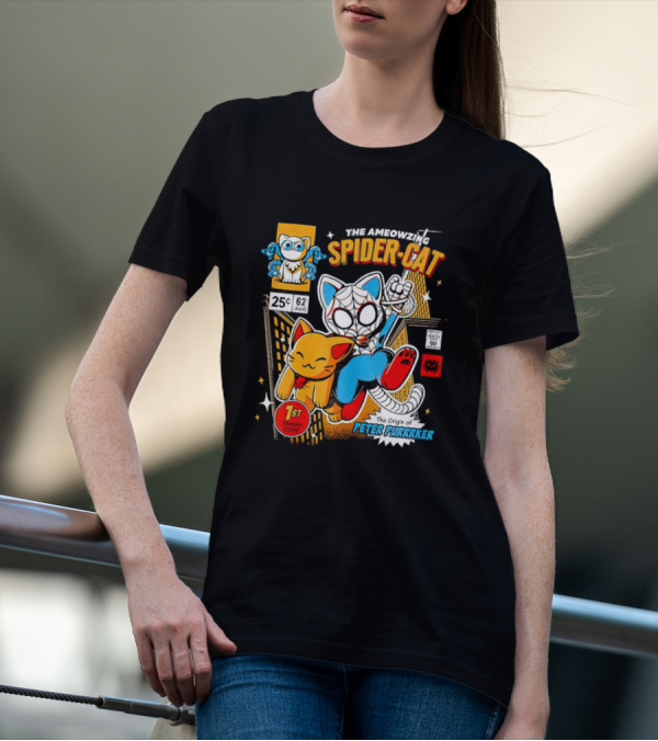 The Ameowzing Spider-Cat 1st Issue The Origin Of Peter Purrrker Comic T-Shirt