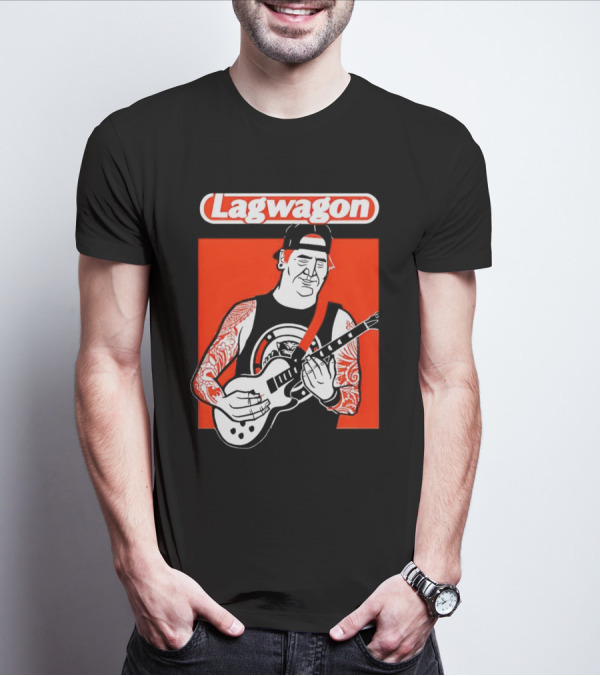 Lagwagon Flip Guitarist With Tattooed Arms In Cap And Tank Top T-Shirt