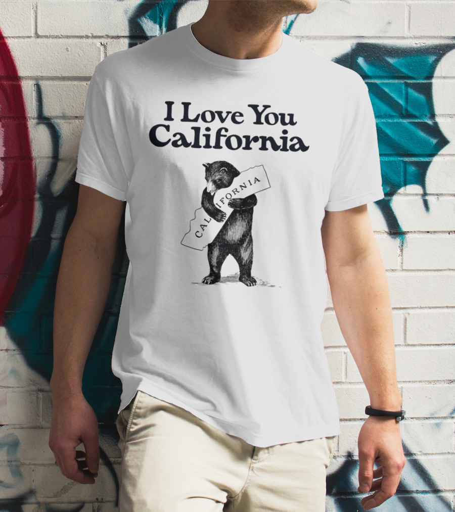 I Love You California Bear Hugging California Map T-Shirt