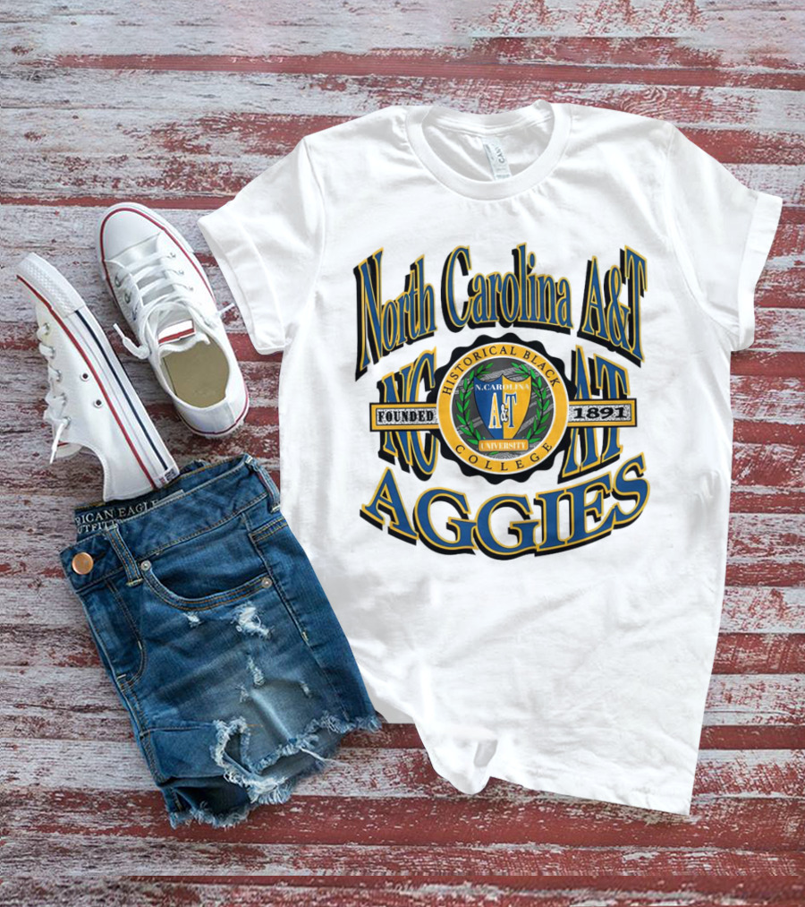 North Carolina A&T Aggies Historical Black College Founded 1891 Crest T-Shirt