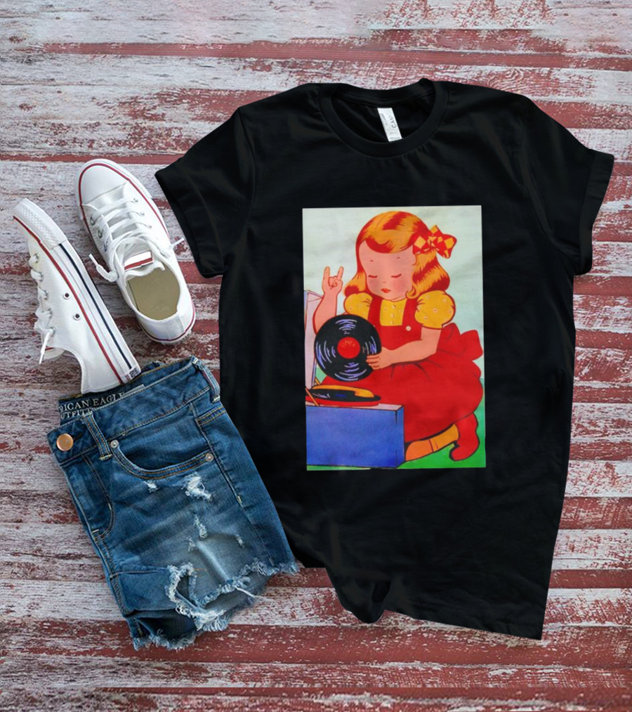 Sweet Unholy One Slayer Little Girl Listening To Vinyl Record T-Shirt