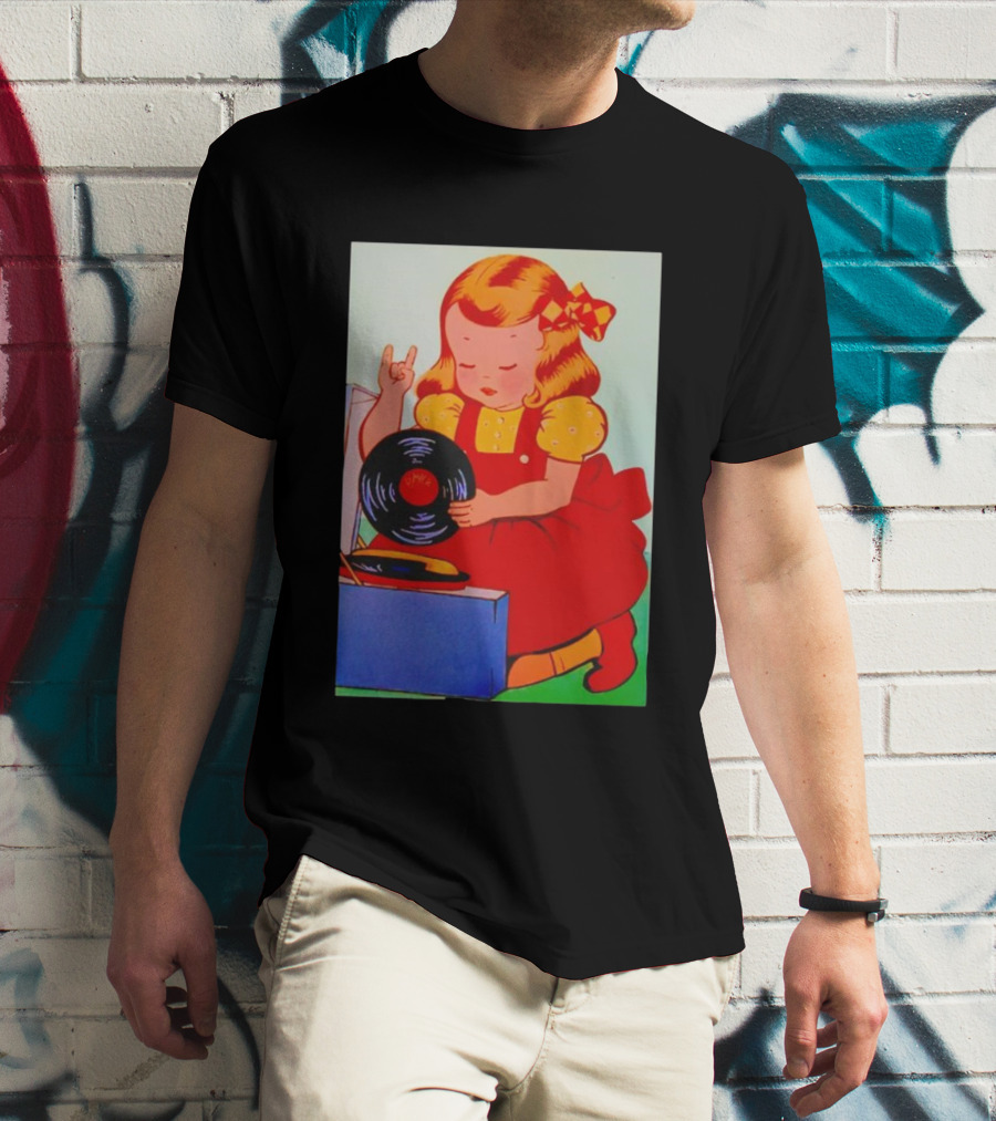 Sweet Unholy One Slayer Little Girl Listening To Vinyl Record T-Shirt