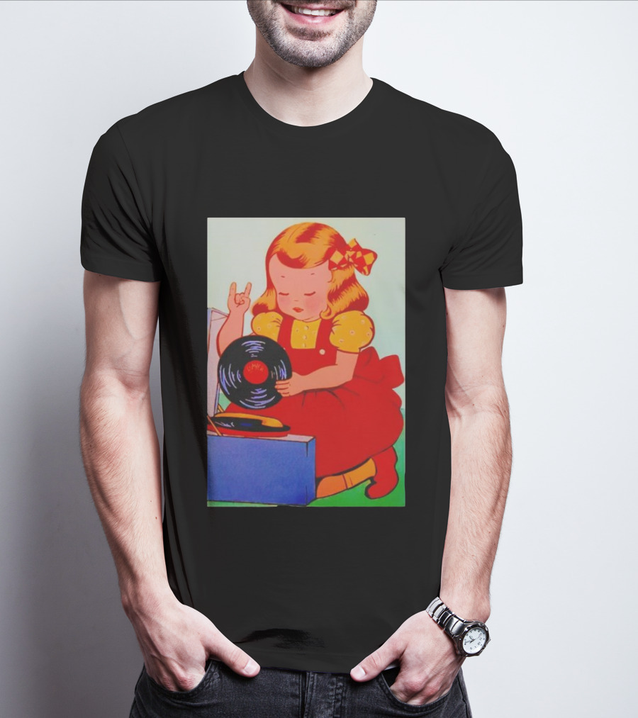 Sweet Unholy One Slayer Little Girl Listening To Vinyl Record T-Shirt