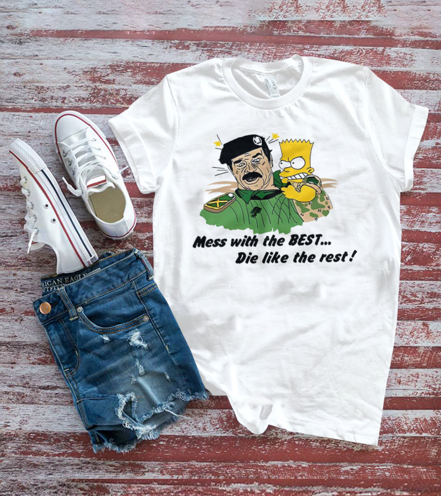 Bootleg Bart Simpson Mess With The Best Die Like The Rest Military Conflict Icons T-Shirt