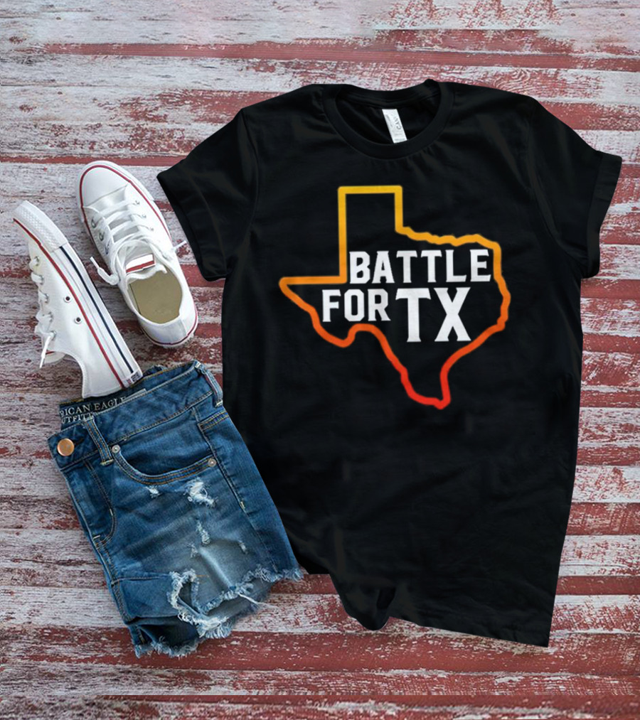 Battle For TX In Texas State Outline T-Shirt