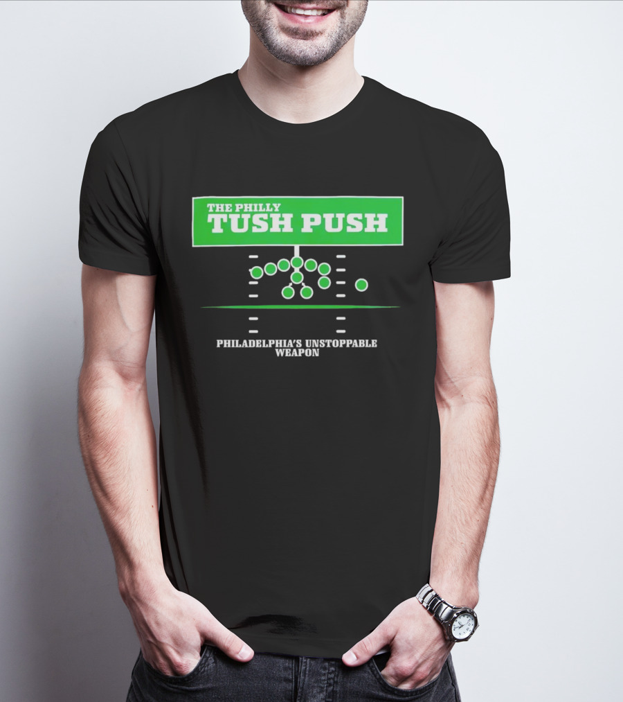 The Philly Tush Push Philadelphia's Unstoppable Weapon Football Strategy Diagram T-Shirt