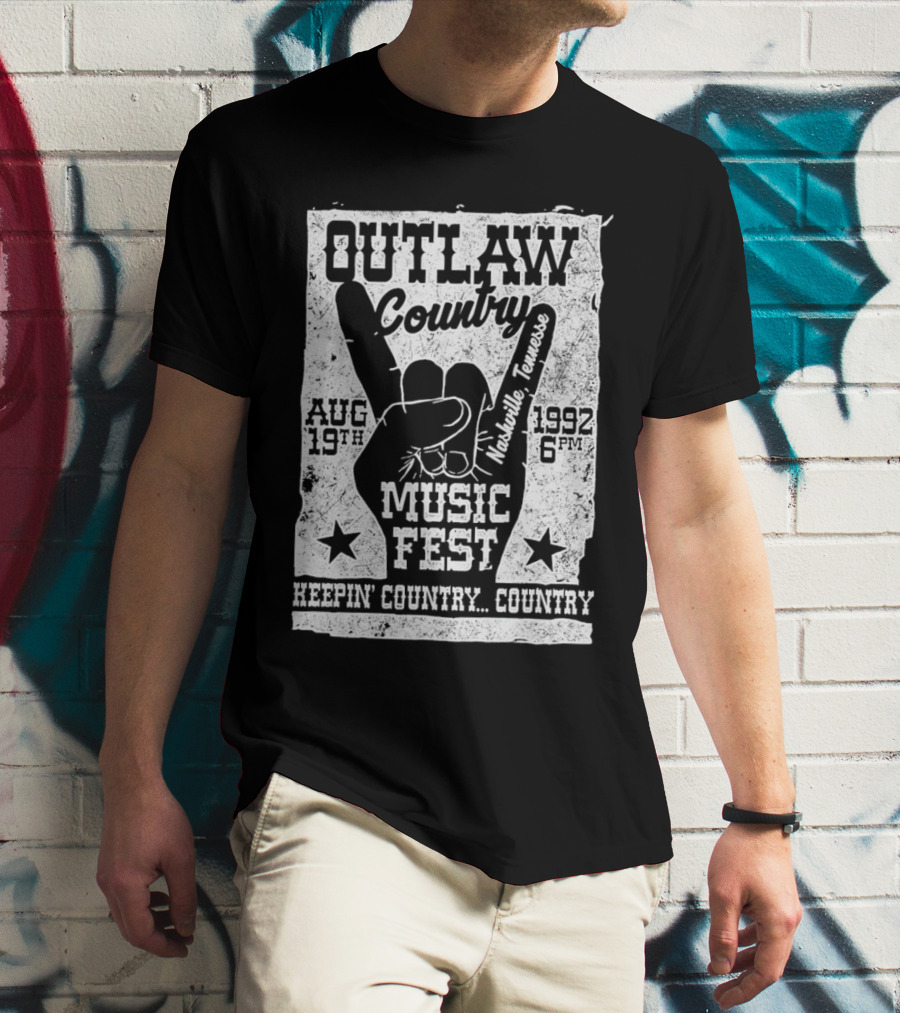 Outlaw Country Music Fest Nashville Tennessee Aug 19th 1992 6PM Keepin' Country Country T-Shirt