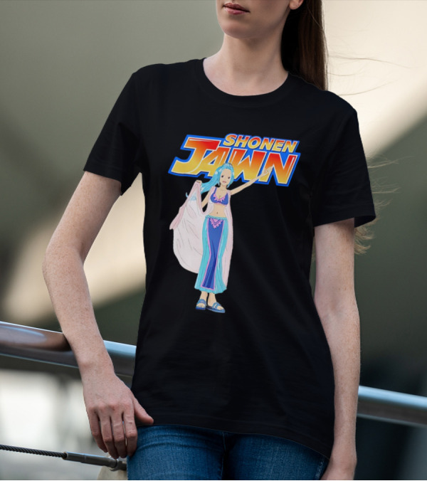 SHONEN JAWN Anime Style Blue-Haired Character With Draped Robe T-Shirt