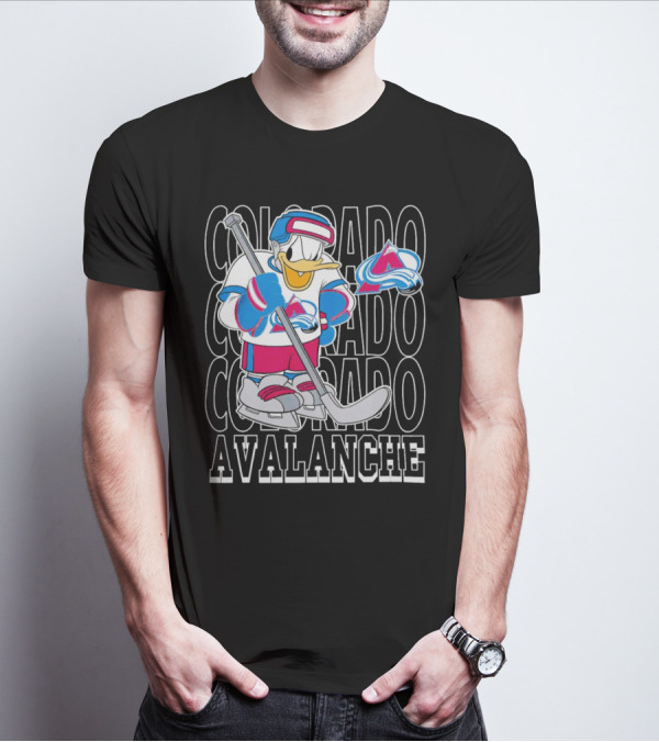 Colorado Avalanche Disney Donald Duck Hockey Team Burgundy T-Shirt