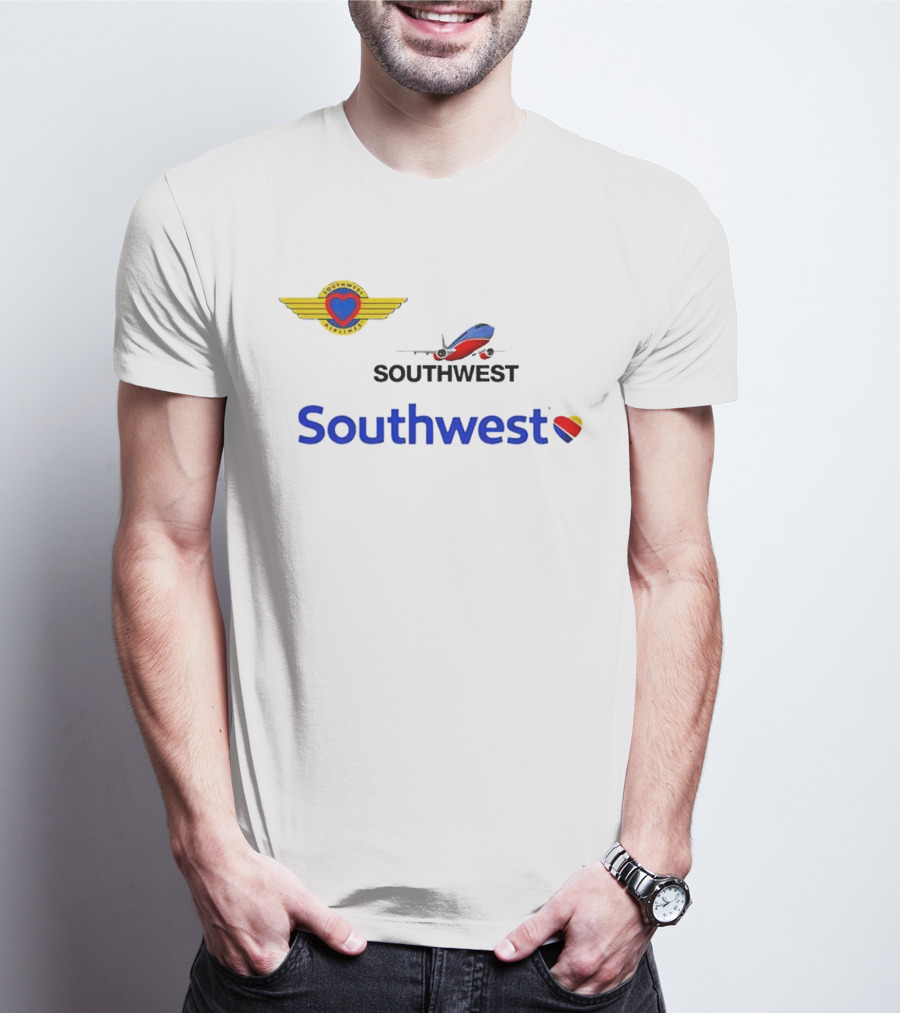 Southwest Airline Heart Logo With Airplane T-Shirt