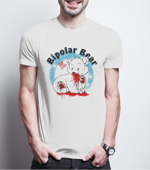Bipolar Bear Bloodstained Cute Cartoon With Hearts And Stars T-Shirt