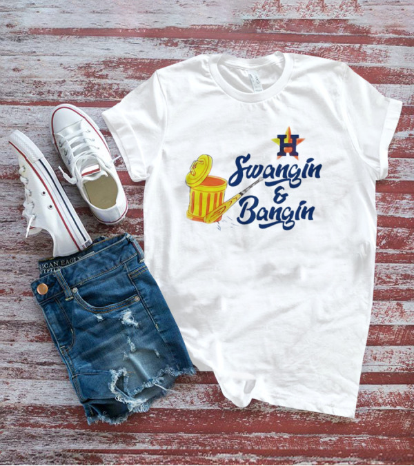 Houston Astros Swangin And Bangin Star H Orange Trash Can Baseball Paddle T-Shirt