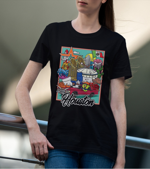 Houston Astros TwoSton Cityscape And Culture Montage T-Shirt