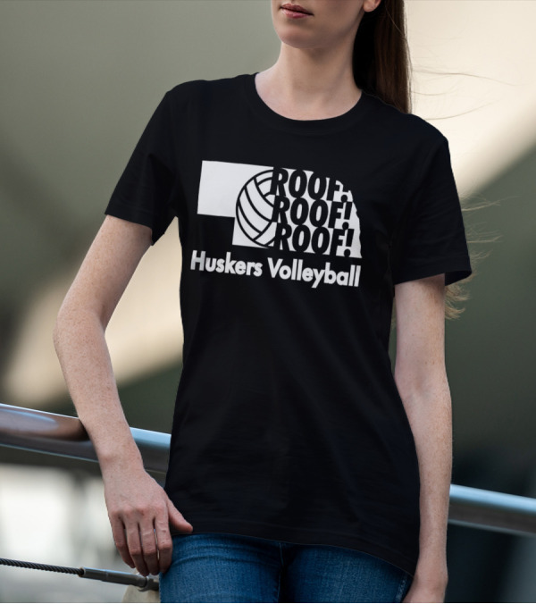 Huskers Volleyball Roof Roof Roof T-Shirt
