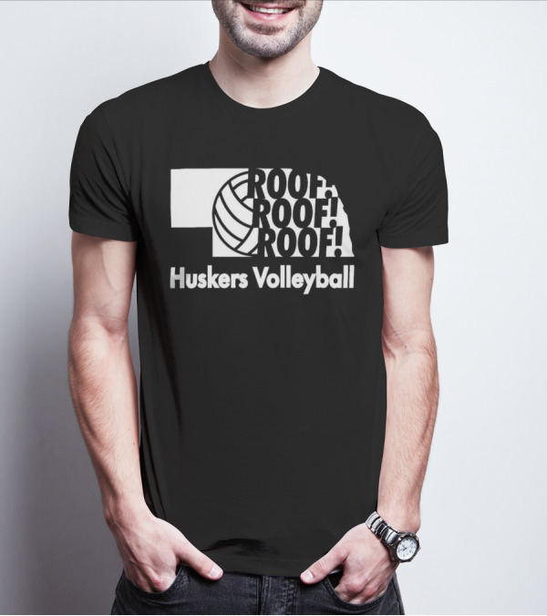 Huskers Volleyball Roof Roof Roof T-Shirt