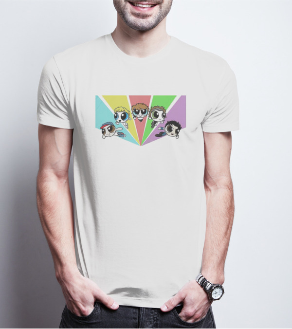 Powerpuff Girls Meet One Direction Cartoon Mashup T-Shirt