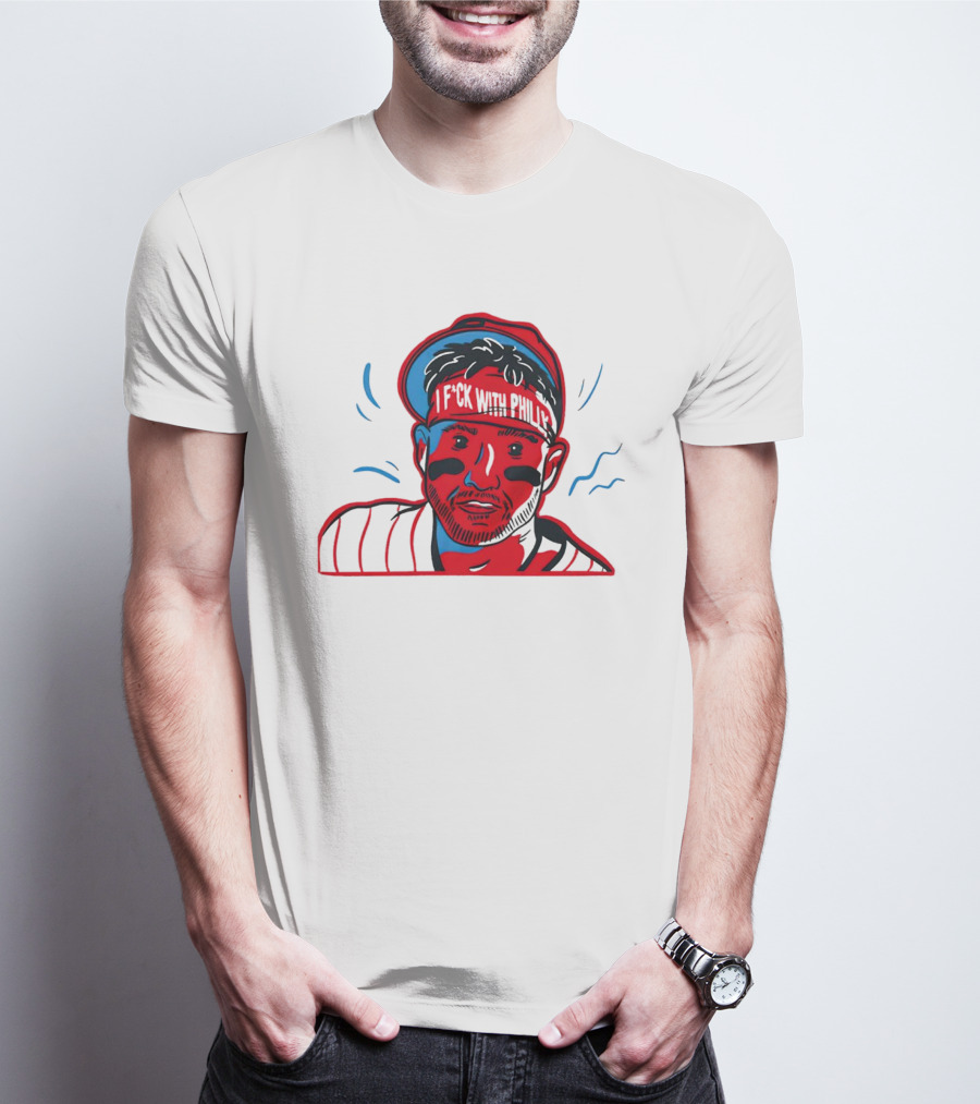 I Fck With Philly Philadelphia Phillies Cartoon Player Fan T-Shirt