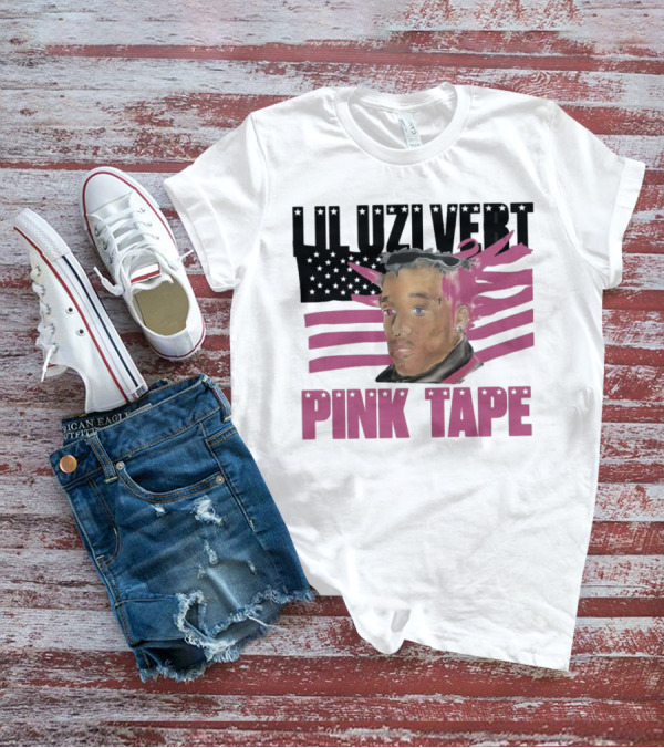 Lil Uzi Vert Pink Tape Black American Flag T-Shirt