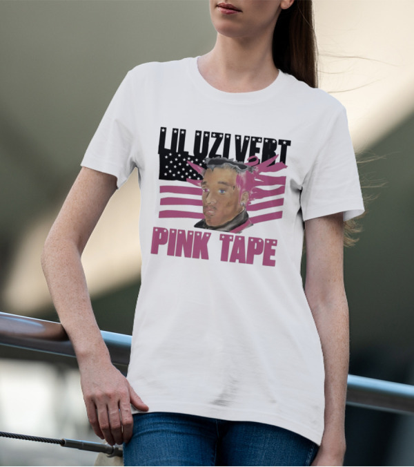 Lil Uzi Vert Pink Tape Black American Flag T-Shirt
