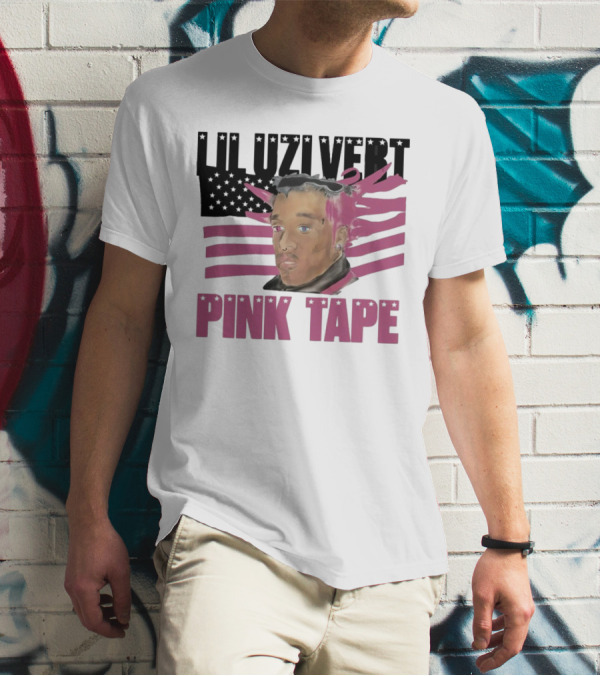 Lil Uzi Vert Pink Tape Black American Flag T-Shirt