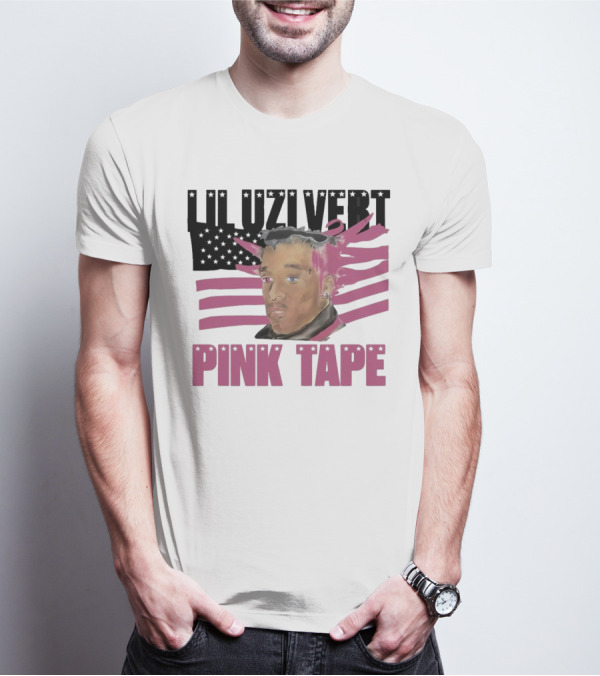 Lil Uzi Vert Pink Tape Black American Flag T-Shirt