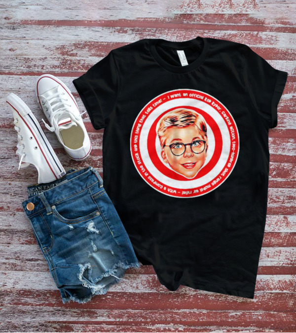 Ralphie Peter Billingsley Christmas Official Red Ryder Carbine Action Two Hundred Shot Range Model Air Rifle Round T-Shirt