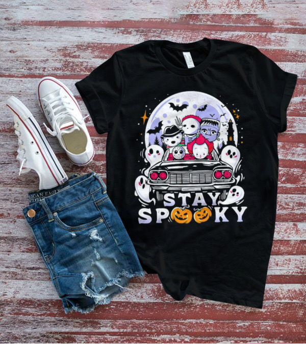Stay Spooky Halloween Horror Movie Characters Car Ride T-Shirt