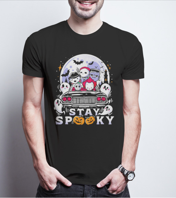Stay Spooky Halloween Horror Movie Characters Car Ride T-Shirt