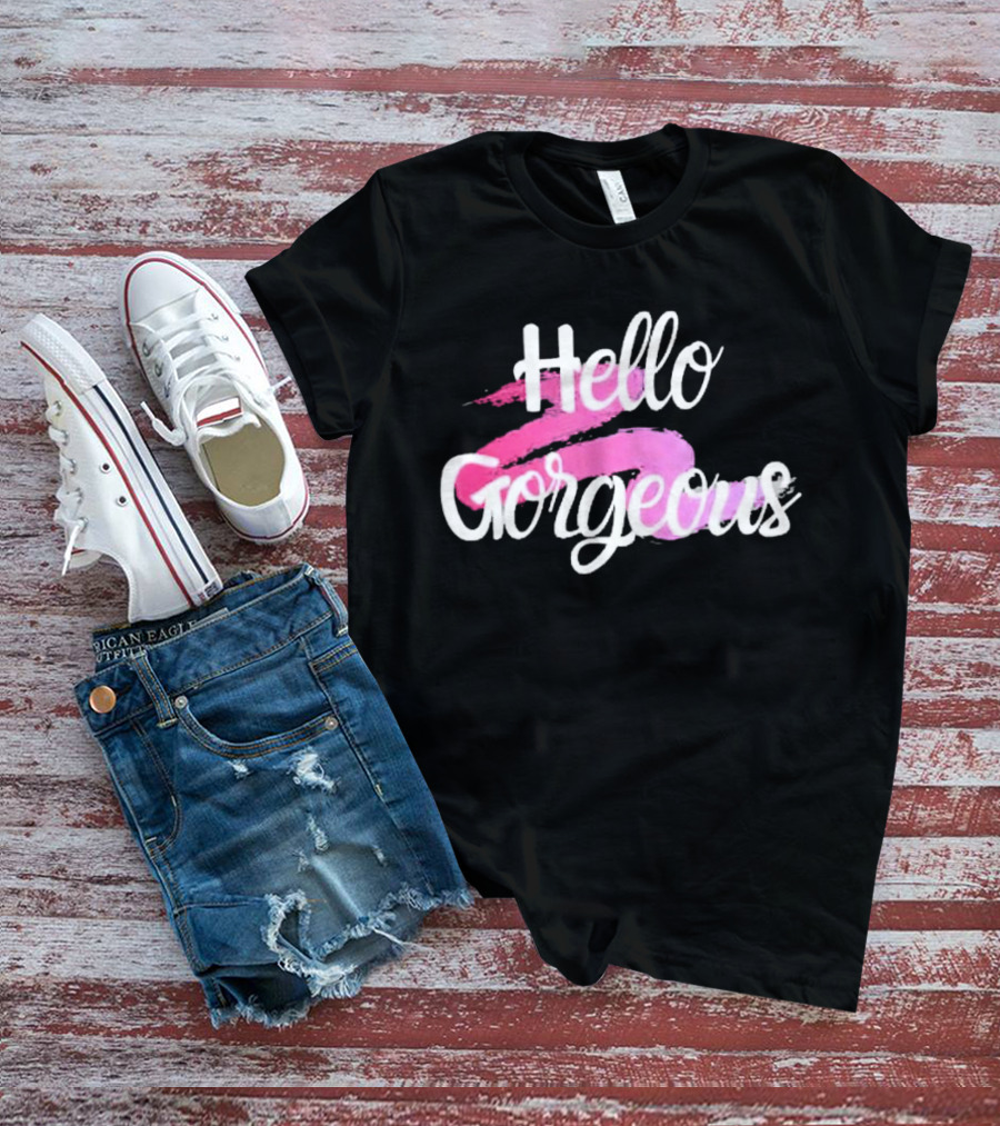Hello Gorgeous Pink Brushstroke T-Shirt