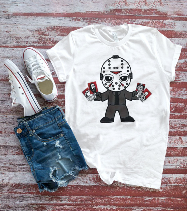 Jason Voorhees Tarot Card Halloween Cartoon Character With Mask And Cards T-Shirt