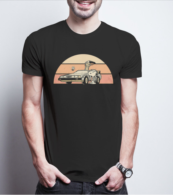 Snoopy Outatime Beagle Vintage DeLorean Adventure Retro Peanuts Woodstock T-Shirt