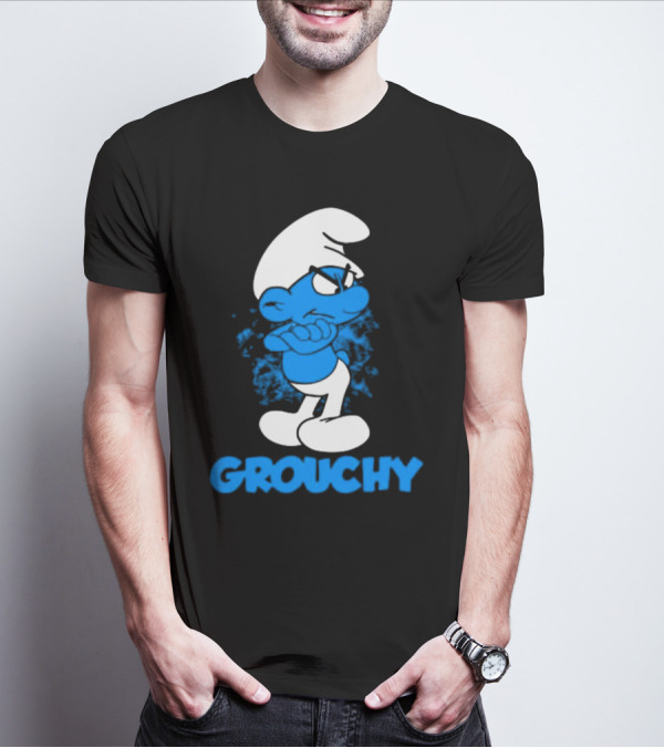 Grouchy Smurf Blue Attitude Character T-Shirt