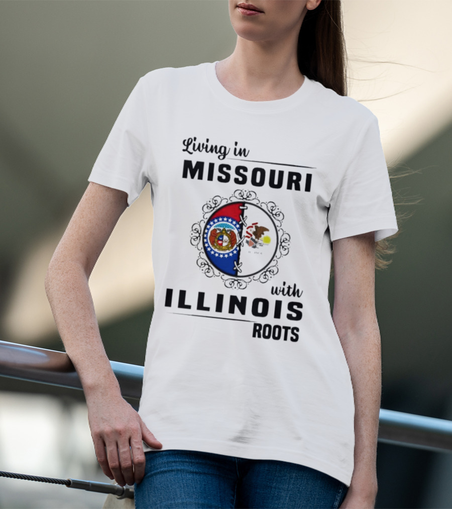 Living In Missouri With Illinois Roots State Seals Emblem T-Shirt