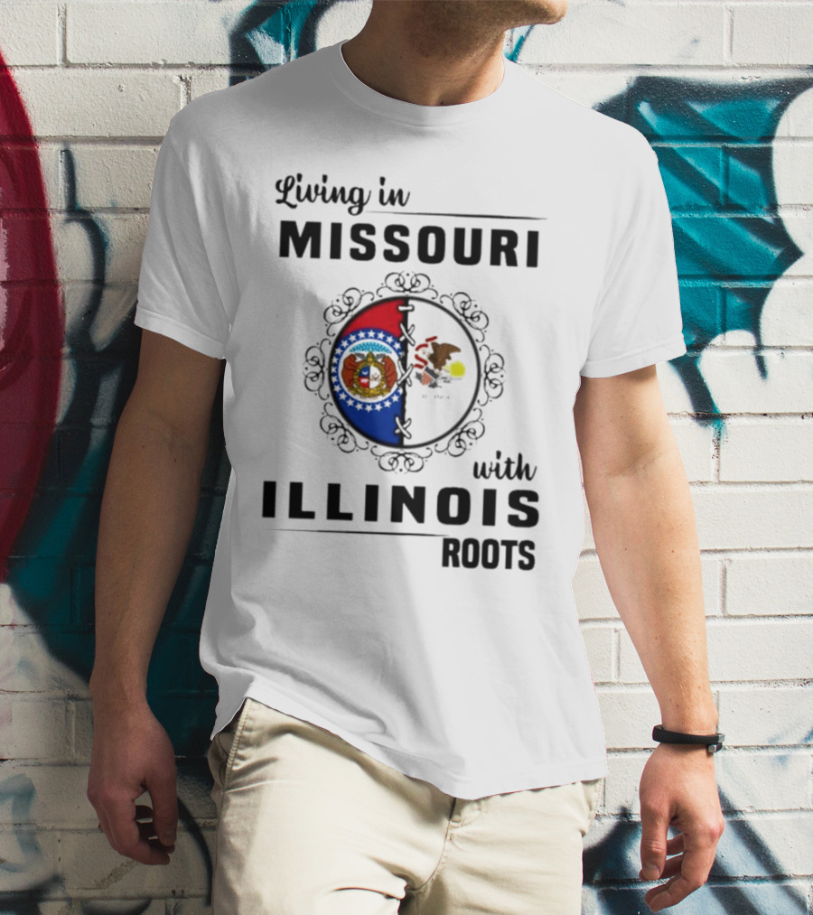 Living In Missouri With Illinois Roots State Seals Emblem T-Shirt