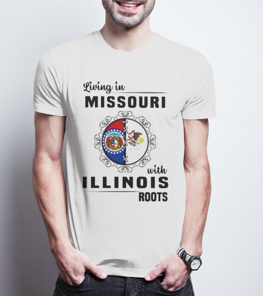 Living In Missouri With Illinois Roots State Seals Emblem T-Shirt