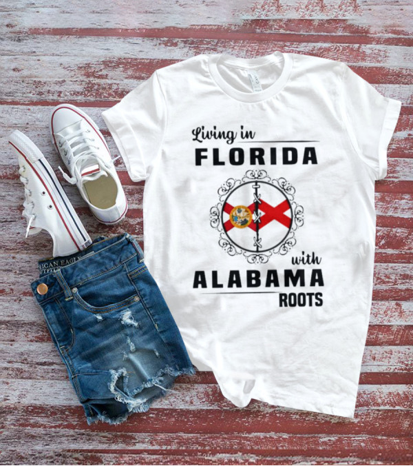 Living In Florida With Alabama Roots State Flags Circular T-Shirt
