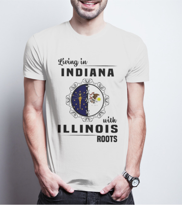 Indiana Living With Illinois Roots Emblem T-Shirt
