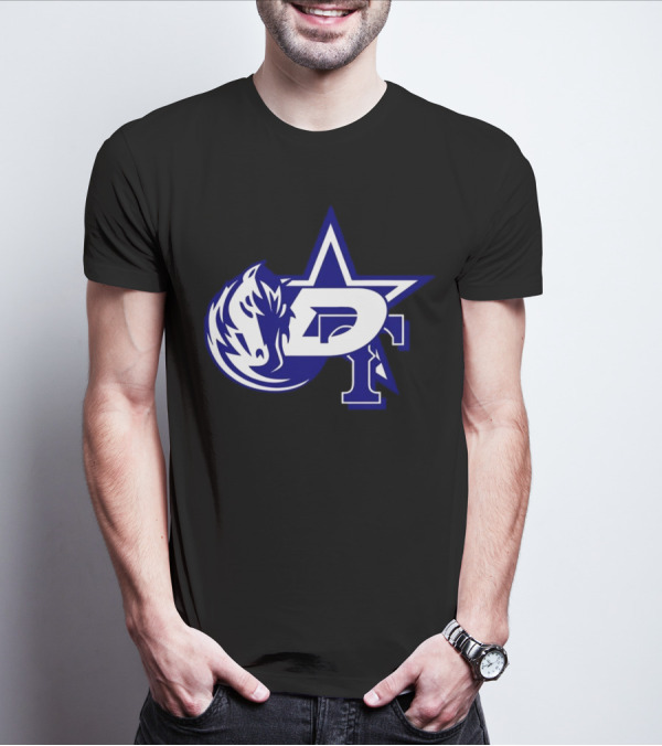 Dallas Cowboys Stars Mavericks Rangers Team Logos 4 Sports Collaboration T-Shirt